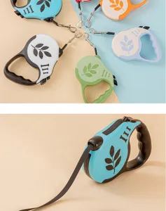 Automatic retractable dog leash with bone print pattern, multi-color pet walking rope