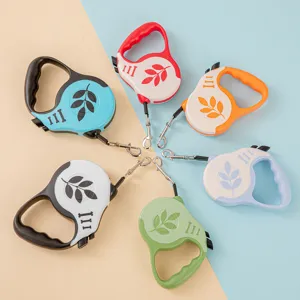 Vibrant automatic retractable dog leashes with bone print available in six different colors.