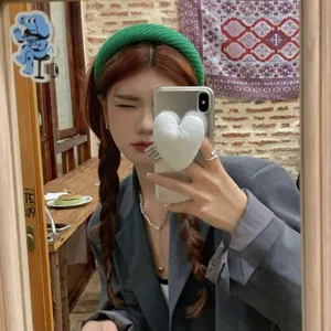 Koreaanse stijl groene brede gebreide haarband mode vrouwen haaraccessoire dagelijks elegante hoepel