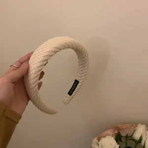 Beige geweven gebreide haarband brede haarring schattige haaraccessoires voor vrouwen