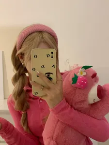 Koreaanse brede gebreide haarband voor vrouwen, roze grove gebreide haarhoepel, haaraccessoire