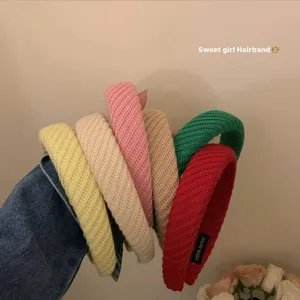 Brede gebreide haarband set zoete effen kleur haaraccessoires voor dames dagelijkse