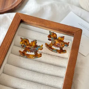 Koreanische Acetat Schaukelpferd Haarklammer süßes Mini-Haaraccessoire für Frauen Damen