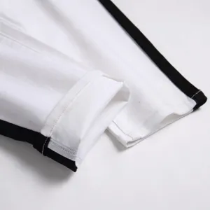 Λευκό ανδρικό ελαστικό τζιν slim fit με μαύρες πλαϊνές ρίγες ίσιο παντελόνι μόδας casual