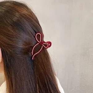 Molla per capelli fiocco strass velluto vintage francese elegante accessorio per acconciatura