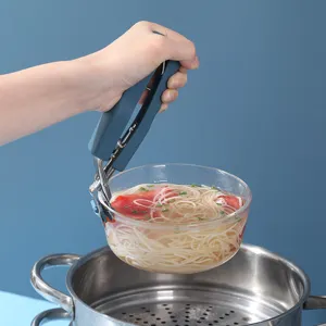 Stainless steel anti-scald bowl clip kitchen gripper for hot dishes plates bowls and steaming pots.