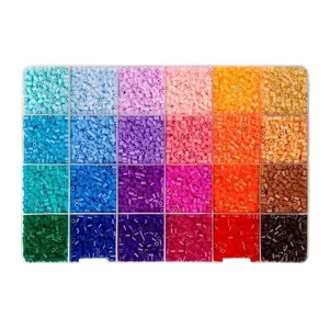 24 colors 2.6mm fuse beads kit organized in a transparent storage box