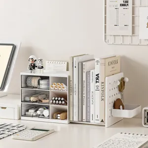 Retractable Desktop Storage Box Plastic Multifunctional Organizer With Drawers Pen Holder And Book Stand For Office Home
