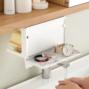 Minimalist Plastic Under Cabinet Tissue Holder Wall Mounted Paper Towel Dispenser Bathroom Kitchen Storage Rack
