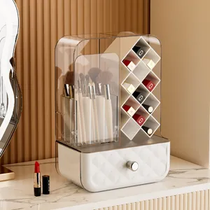 Große Kapazität Kosmetik Organizer Klares Acryl Make-up Aufbewahrungsbox Mit Schublade Lippenstift Und Pinsel Halter Hautpflege Etui