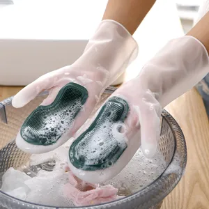 Gants de nettoyage multifonctionnels en silicone avec brosses pour la vaisselle