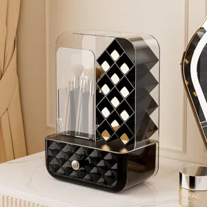 Großer Acryl Kosmetik Organizer mit Lippenstiftständer und Pinselhalter