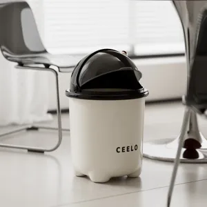 Aesthetic astronaut-themed white trash can with dome lid and black CEELO branding