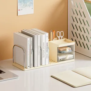 Minimalistisch Kunststoff Desktop Buchstütze Organizer Mit Aufbewahrungsbox Büro Schüler Schreibwaren Bücherregal