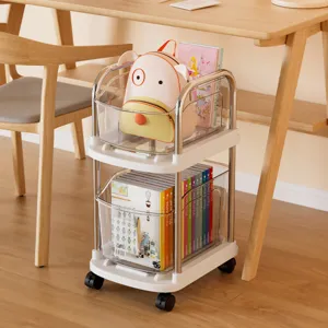 Chariot de Rangement Mobile en Plastique sous le Bureau avec Tiroirs Transparents et Roulettes pour la Maison