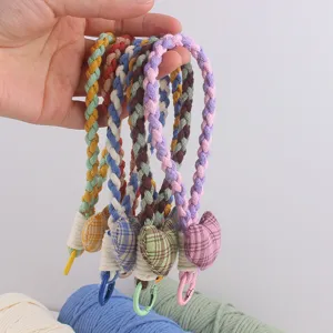 Handgemachte geflochtene Baumwollseil Herz Schlüsselanhänger Handy Charme koreanischer Stil