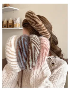 Plush wide headband for women winter fluffy hair hoop cozy makeup hair accessories
