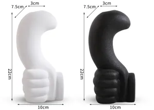 Detailed dimensions for modern black and white hand-shaped ceramic flower vases