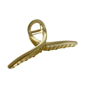 Grande molletta per capelli in metallo da donna, elegante pinza dorata opaca per capelli folti.