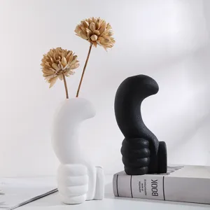 Modern Minimalist Ceramic Vase Thumbs Up Shape Art Vase Nordic Home Decor Tabletop Centerpiece Decorative Flower Vase