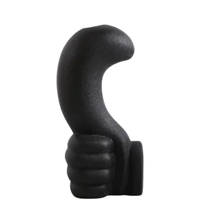 Modern black textured ceramic hand-shaped vase for minimalist home decor display