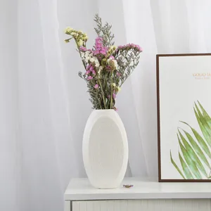Minimalist matte white ceramic vase for Nordic style home flower arrangement decor