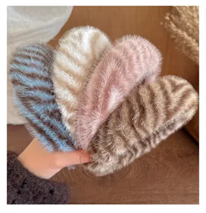 Fluffy wide headband winter plush hair hoop makeup face washing cute hair accessory