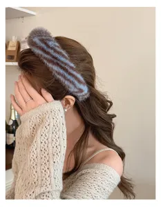 Fluffy wide plush headband winter warm hair hoop soft furry hair accessory for women stylish