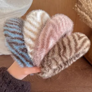 Fluffy wide headband for women winter plush hair hoop cute cozy fashion hair accessories.