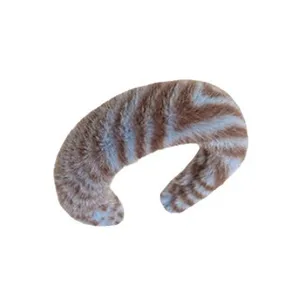 Plush wide headband winter fuzzy hair hoop cute stripe design for women daily makeup and washing.