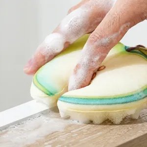 Esponja de cocina en forma de manzana de doble capa para limpieza y espuma eficaz
