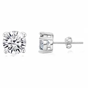 Schéma détaillé des dimensions de boucles d'oreilles en zircone avec tiges en argent.