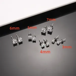 Boucles d'Oreilles Clous Rondes en Zirconia Avec Tige en Argent Sterling 925 Hypoallergénique Bijoux d'Oreille Cuivre Femme