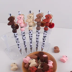 Süßer Pudel Perlen Gelschreiber mit Bommel Anhänger, kreativer Cartoon Silikon Kugelschreiber.