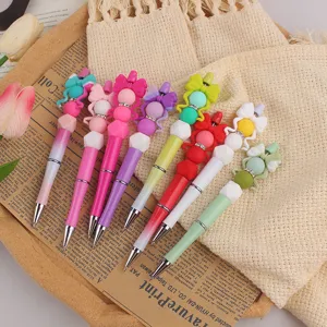 Penne a sfera con perline DIY colorate e simpatici ciondoli a fiocco in silicone per scrivere.