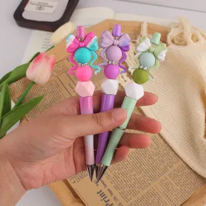 Carine penne a sfera fai da te con perle, fiocco in silicone e strass, scrittura liscia.