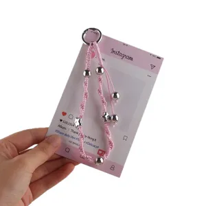 Handgemaakte Geweven Roze Sleutelhanger Telefoon Bedel Tas Hanger Esthetische Stijl!