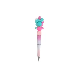 Penna a sfera fai da te con perline e fiocco in silicone, penna scrittura in plastica per ufficio scuola.