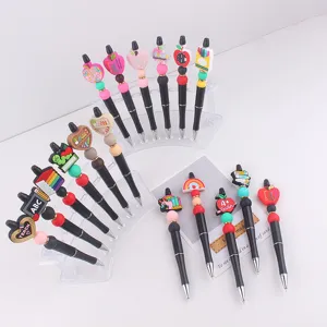 DIY mehrfarbige Perlenstifte, kreative handgemachte Lehrer Thema Silikon Perlenkugelschreiber.
