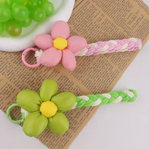 Süße Blumen gewebte Handykette und Schlüsselanhänger, süßer Stil Accessoires für Frauen.