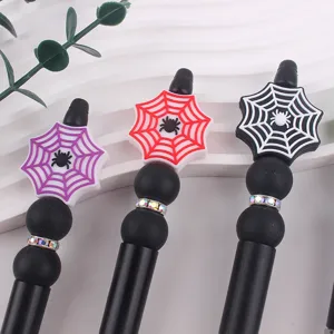 Penna perlinata creativa in silicone ragnatela novità cancelleria regalo gadget