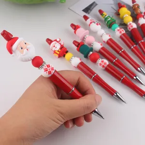 Weihnachten Perlen Kugelschreiber DIY Cartoon Silikon kreative bunte Plastik Schreibstift