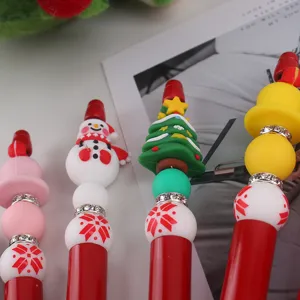 Weihnachten Silikon Perlenkugelschreiber DIY kreativer Cartoon festlicher Schreibstift Geschenk