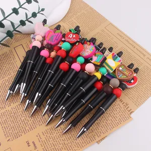 DIY Lehrer Perlenkugelschreiber Set bunte Silikon Anhänger Stifte süße Schulbedarf Geschenke