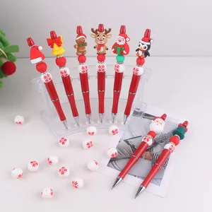 Weihnachten Perlen Kugelschreiber DIY niedliche Cartoon Silikon Stifte Schreibwaren Set