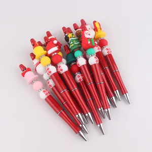 Weihnachten Perlen Stift DIY kreative Cartoon Silikon Stift bunte Plastik Schreibware