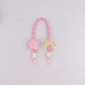 Handgemachte rosa geflochtene Handykette Tasche Anhänger mit Stern und Schleife für Damen