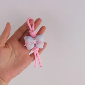 Correa de telefono de lazo a cuadros rosa lindo dije de bolso llavero estetico para mujeres