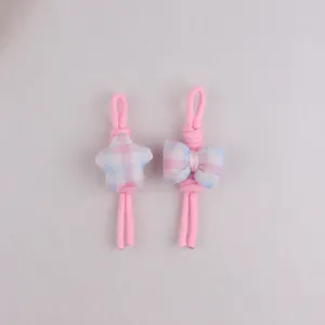 Bonito colgante de estrella y lazo a cuadros para móvil, suave accesorio para bolso.