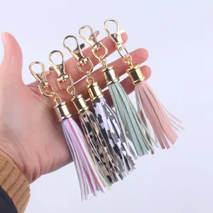 Leder Quaste Schlüsselanhänger Für Damen Taschenanhänger Goldkappe Hummerverschluss Schlüsselring Zubehör Sonnenblume Leopardenmuster Anhänger